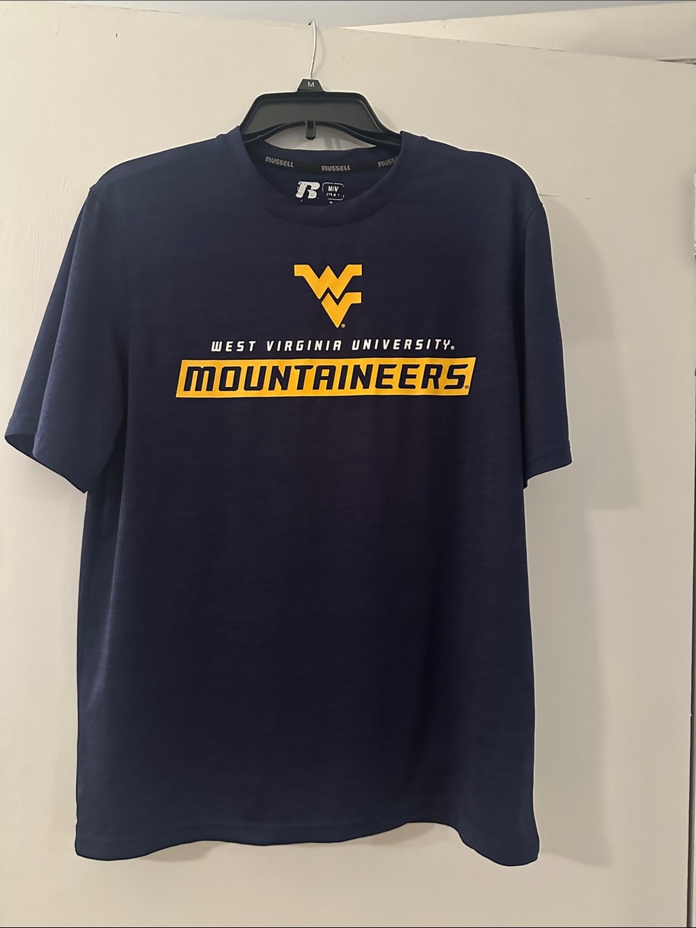 Russell Athletic Navy and Gold West Virginia Mountaineers Dri-Fit Tee Medium